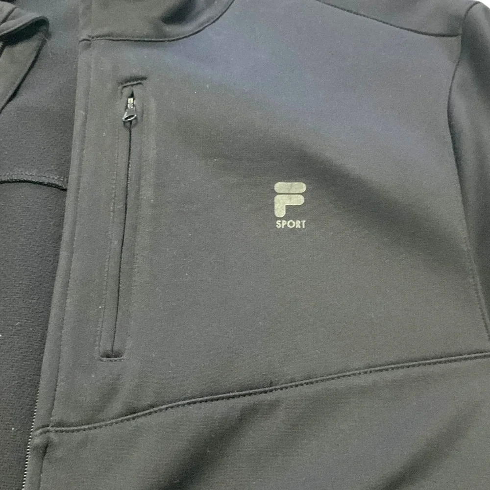 Fila Sport Mens Full Zip Track Jacket Black Mock Neck Sportswear athletic SZ Med